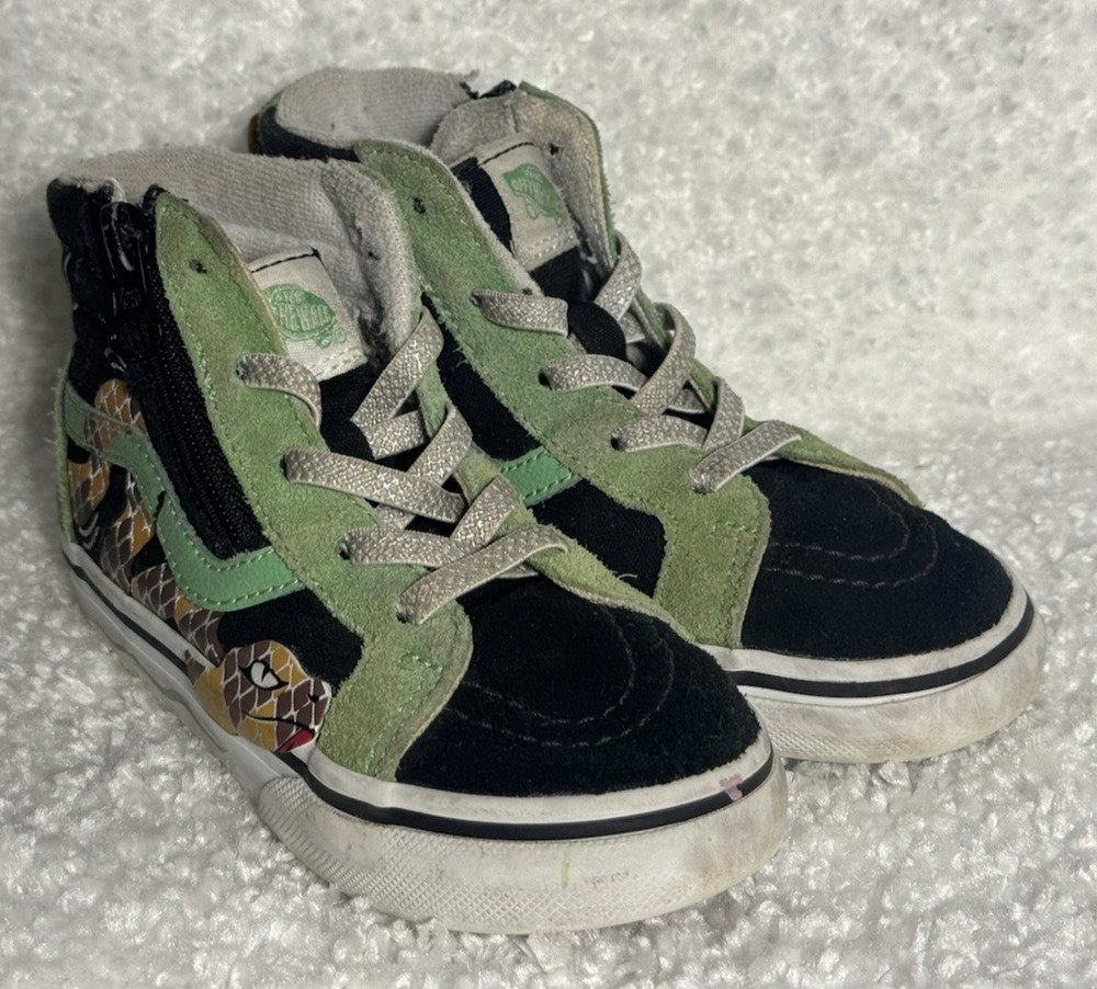 Vans "Snakes" Boys SK8 Skate Black Green Kids Pro - Toddler Size 8.5